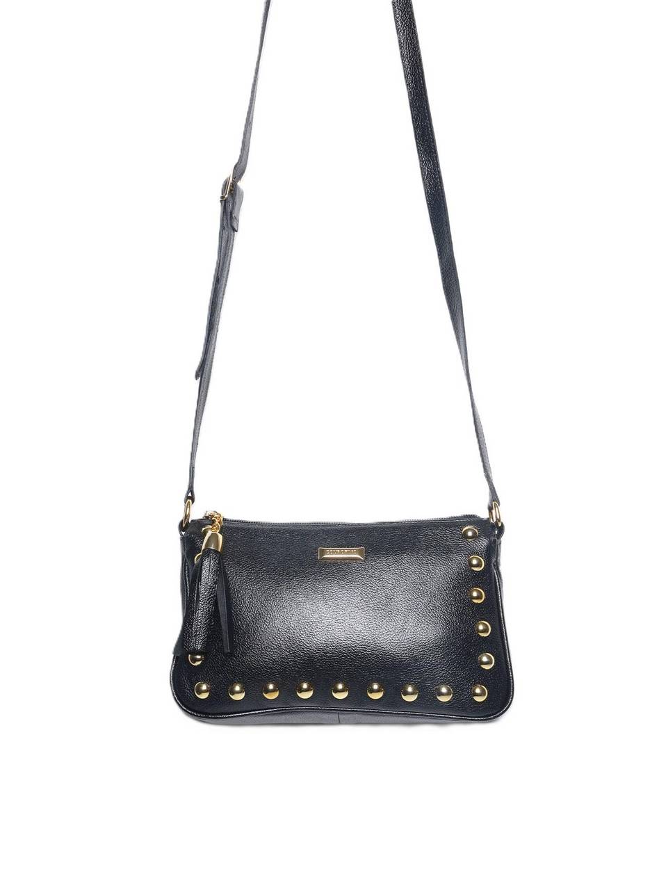 Bolsa Clutch Couro Pequena Transversal Preta BSI-5873 - PR