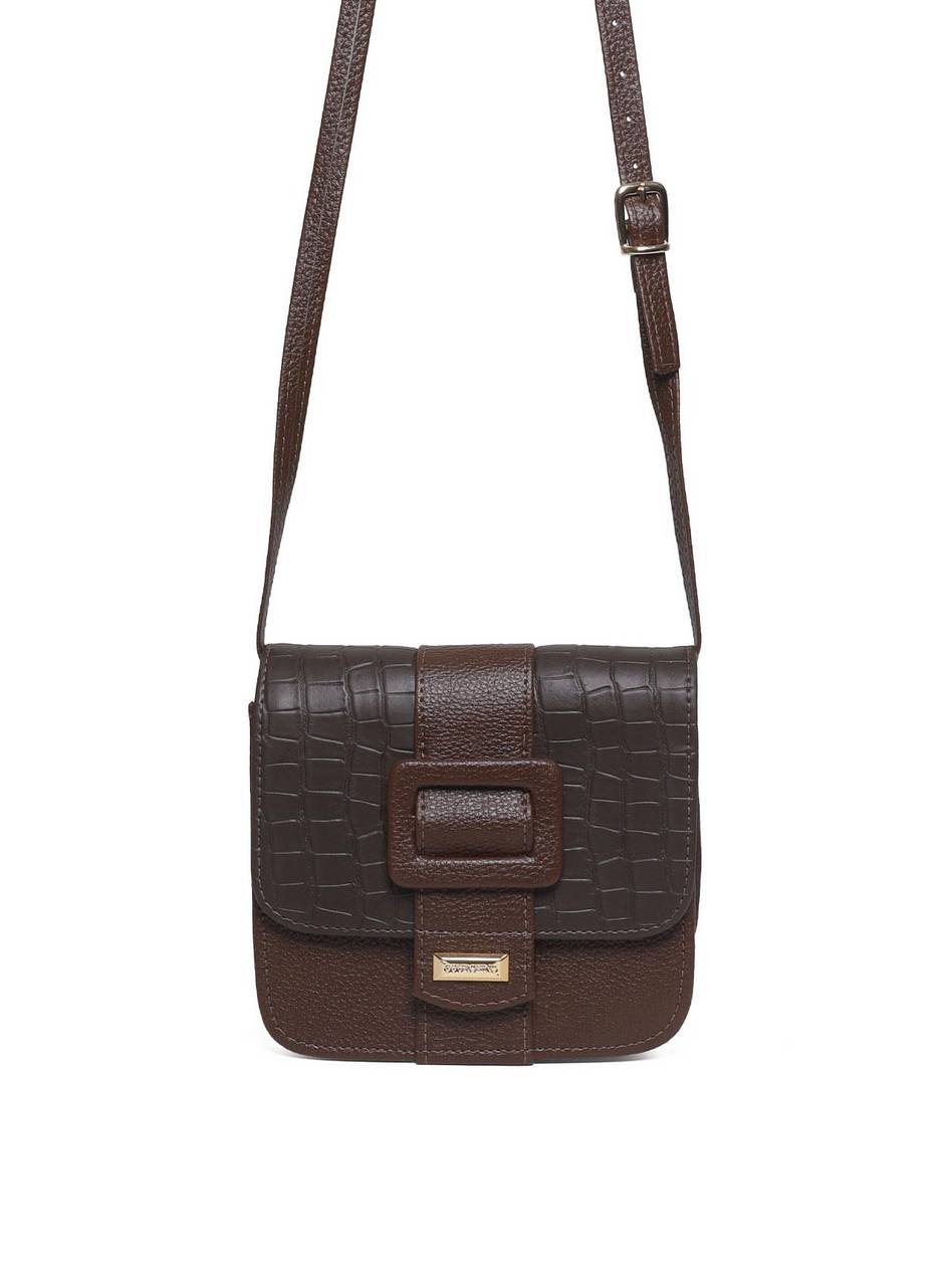 Bolsa Satchel Transversal com Fivela Decorativa - Cacau BSI-5714 - CA