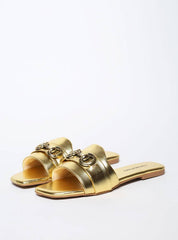 Sandália Feminina Slide Bridão - Ouro SDI-11536 - AU