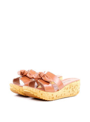 Tamanco Anabela de Cortiça com Laço - Nude SDI-11888 - NU