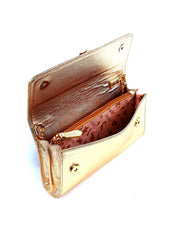 Bolsa Clutch Retangular Enfeite Flor Alça Corrente - Ouro BSI-6372 - AU
