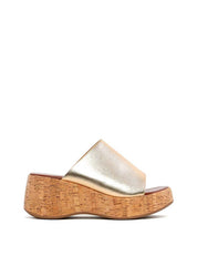 Tamanco Plataforma em Cortiça com Tira Larga - Ouro SDI-12140 - AU