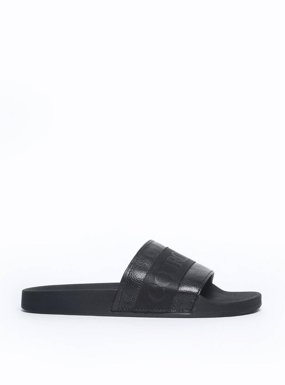 Sandália Masculina Chinelão Couro Rosto Largo Preta SDI-11272 - PR
