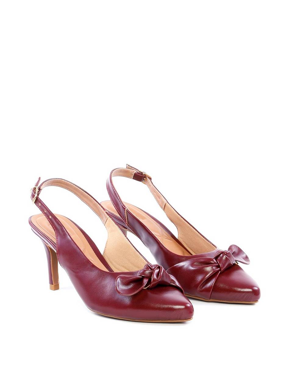 Scarpin Slingback Detalhe em Nó - Vinho SDI-11796 - VI