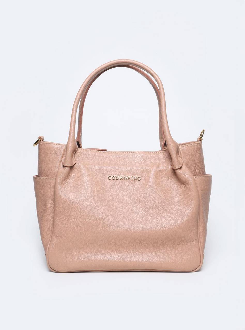 Bolsa Tote Couro Tiracolo Bolsos Laterais Nude BSI-5862 - NU