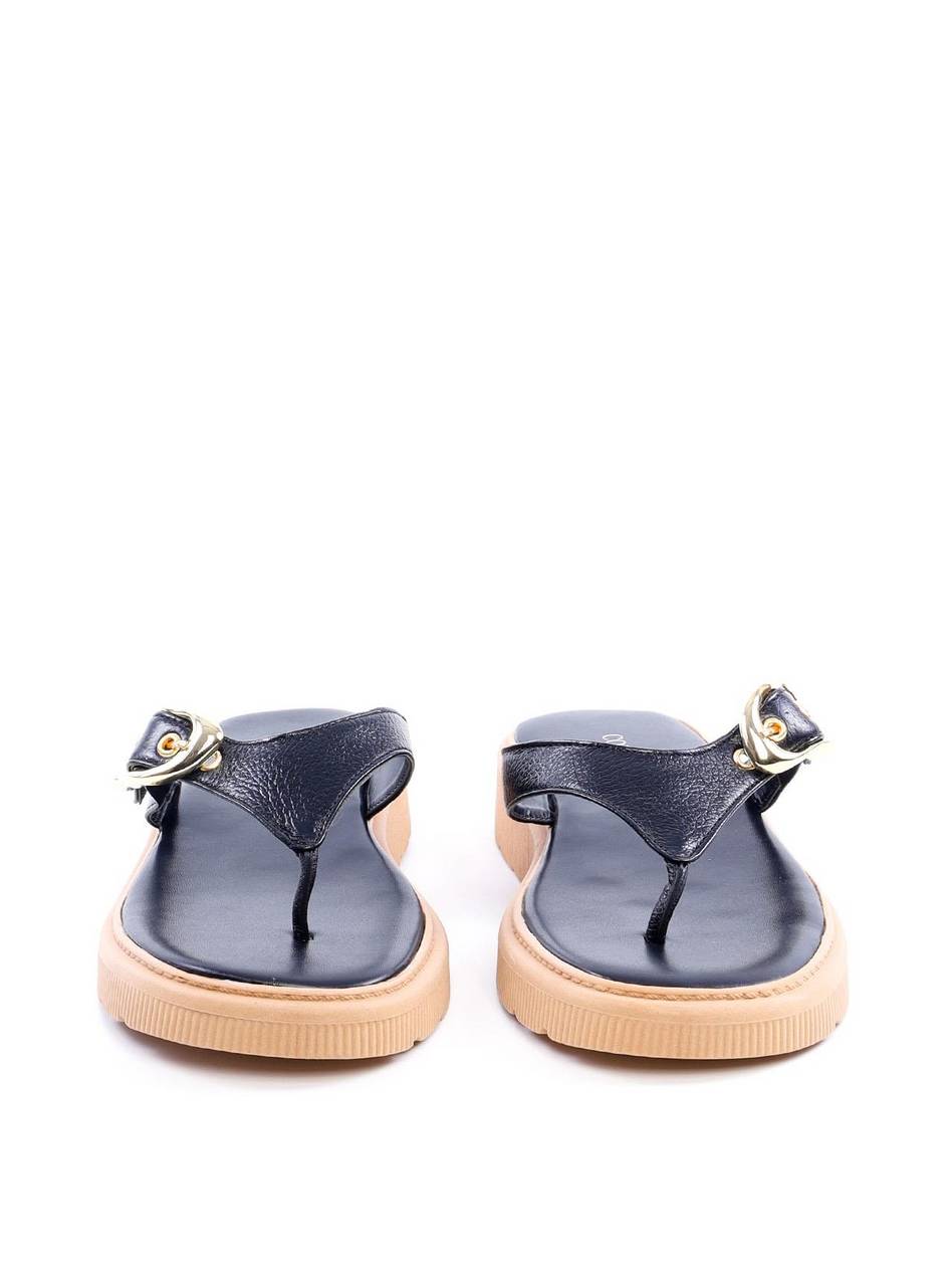 Sandália Flatform Dedo com Fivela - Preta SDI-11757 - PR