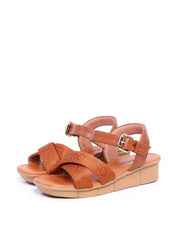 Sandália Feminina Anabela Confort com Tiras Cruzadas Castor SDI-11694 - CS