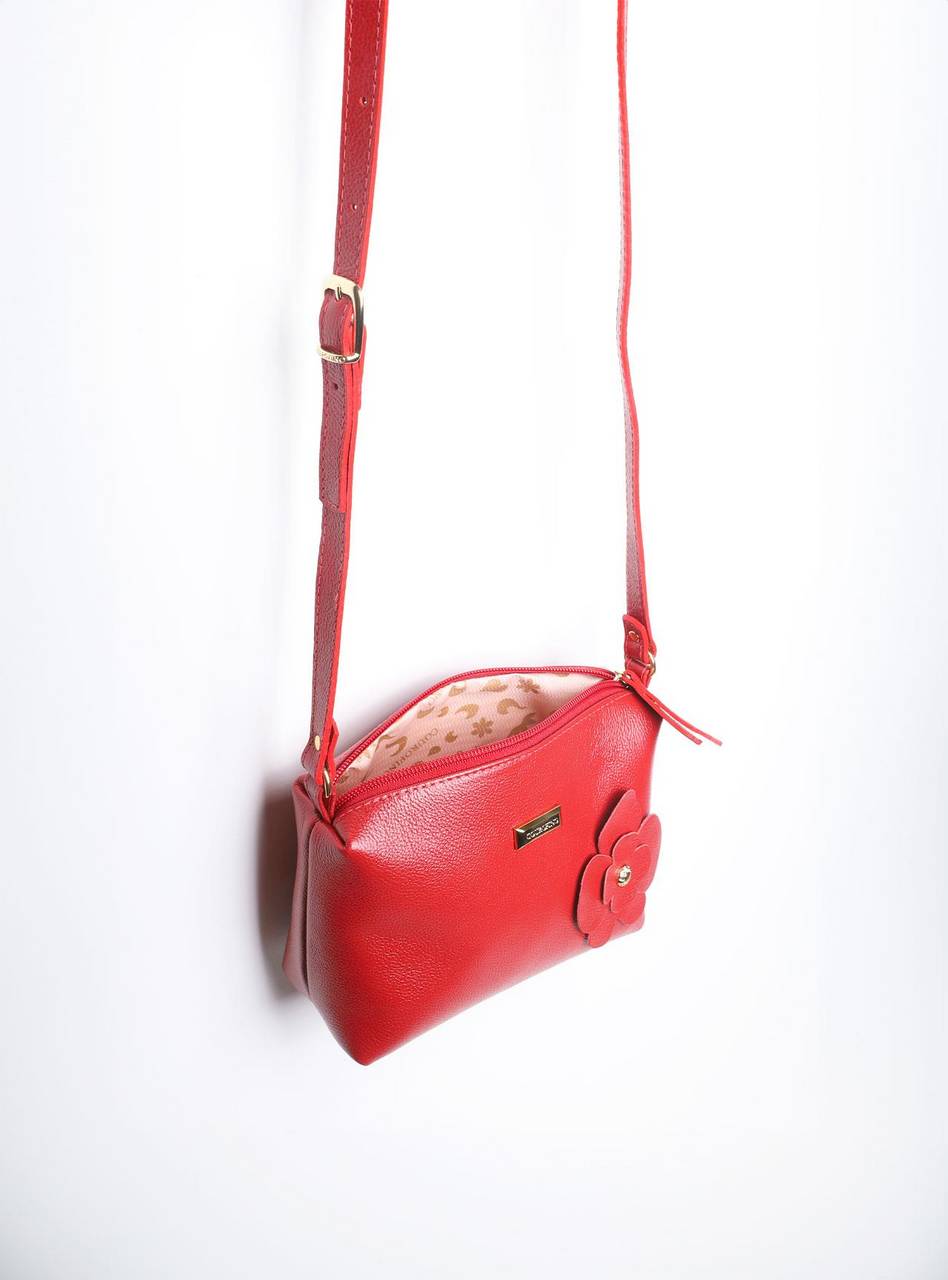 Bolsa Clutch Pequena Couro Transversal Vermelha BSI-5863 - VE