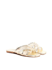 Rasteira com Tiras Cruzada e Tela - Ouro SDI-11963 - AU