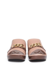 Sandália Feminina Couro Tamanco Anabela Confort Nude SDI-11595 - NU