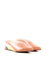 Mule Bico Fino Salto Anabela Metalizado - Nude SDI-12141 - NU