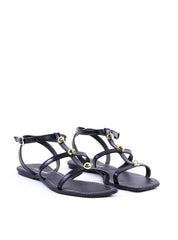 Rasteira Tiras Finas Enfeite Mini Esferas Orgânicas - Preta SDI-12043 - PR