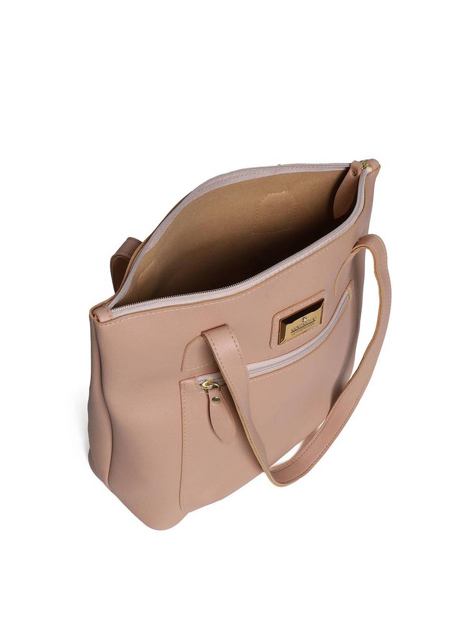 Bolsa Tote com Bolso Grande Frontal - Nude BSI-5470 - NU