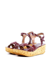 Sandália Anabela com Tira Pespontada - Vinho SDI-11898 - VI