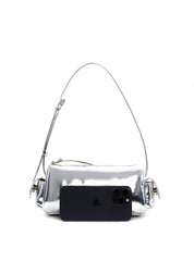 Bolsa Baguete Pequena com Bolsos Laterais - Prata BSI-6447 - PT