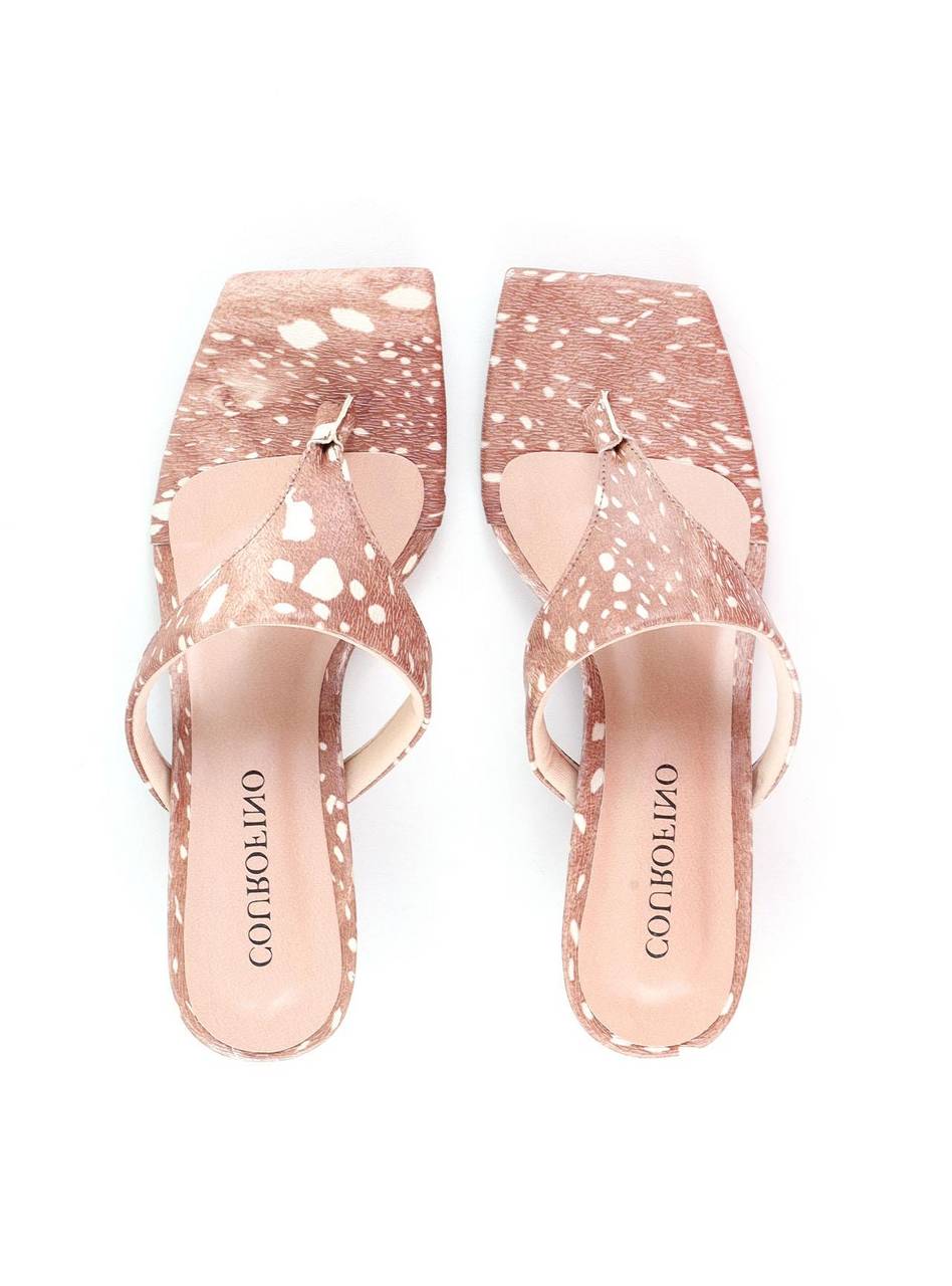 Tamanco de Dedo Kitten Heel - Animal Print SDI-12178AP