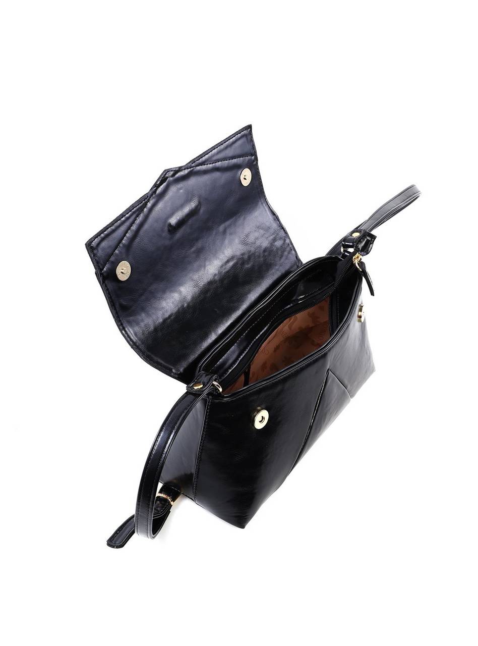 Bolsa Satchel Média Tampa com Recortes - Preta BSI-6484 - PR