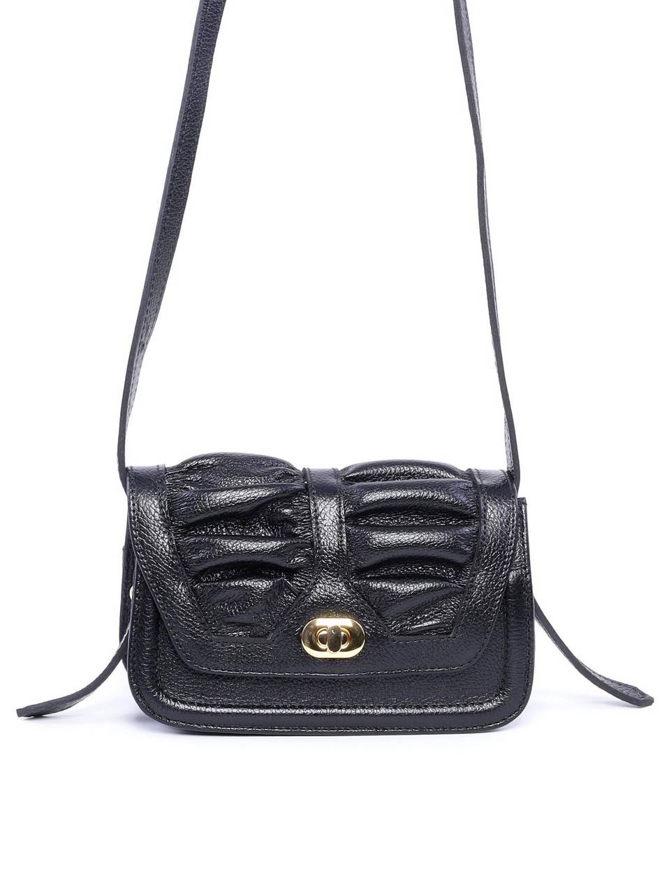Bolsa Satchel Drapeado com Alça Dupla Removível - Preta BSI-5933 - PR