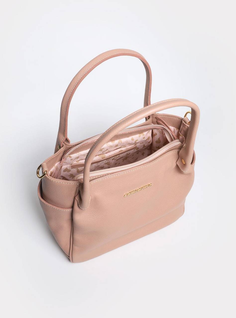 Bolsa Tote Couro Tiracolo Bolsos Laterais Nude BSI-5862 - NU