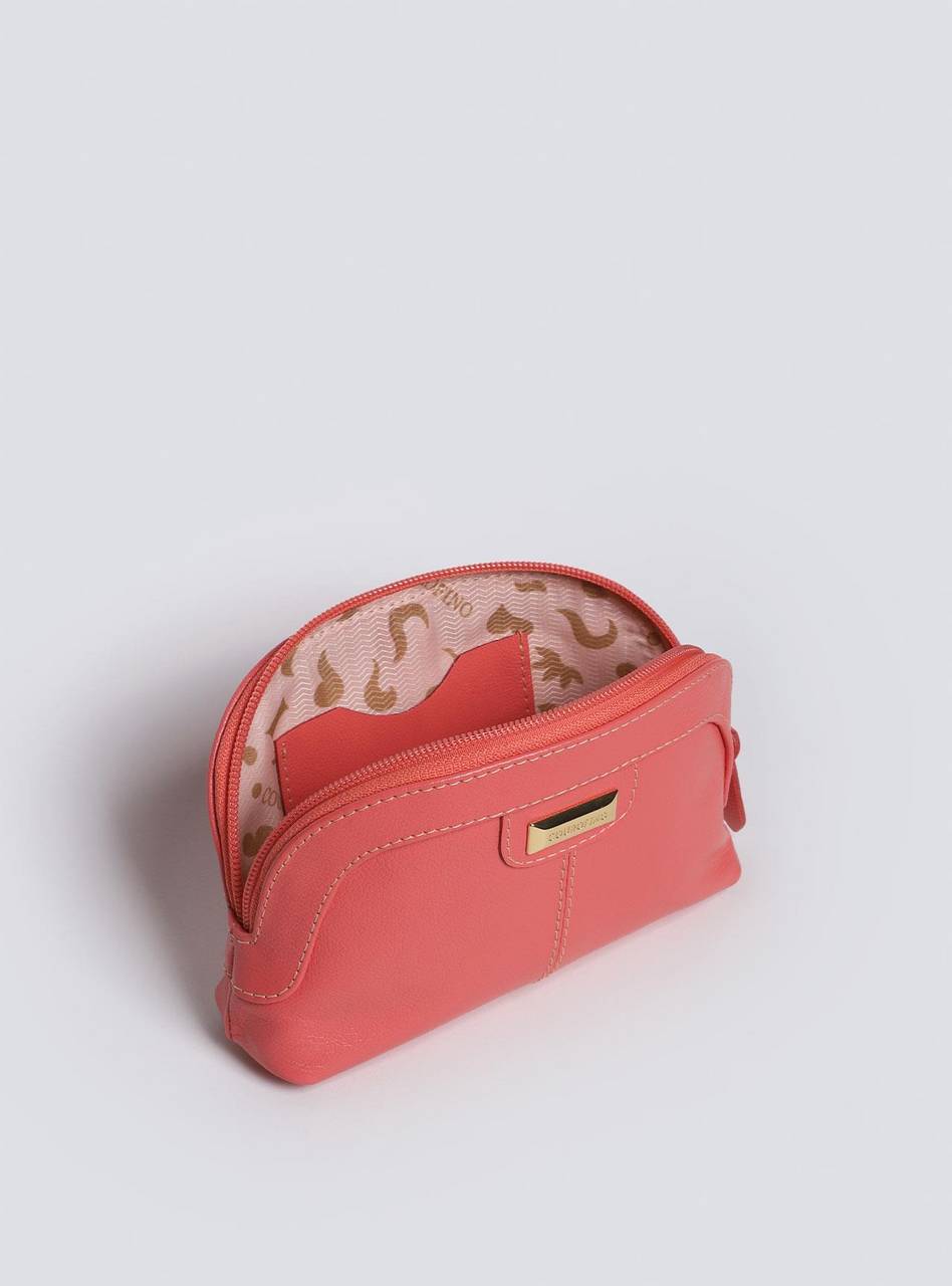 Necessaire Feminina Couro Meia Lua Rosa NSI-140 - RS