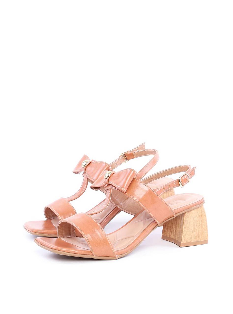 Sandália Salto Bloco de Laço com Rebite - Nude SDI-11800 - NU