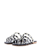 Rasteira com Tiras Finas e Rebites - Preta SDI-11895 - PR