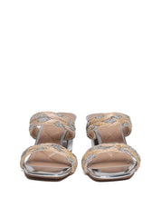 Tamanco Salto Bloco com Tiras de Palha e Strass SDI-11691 - PT