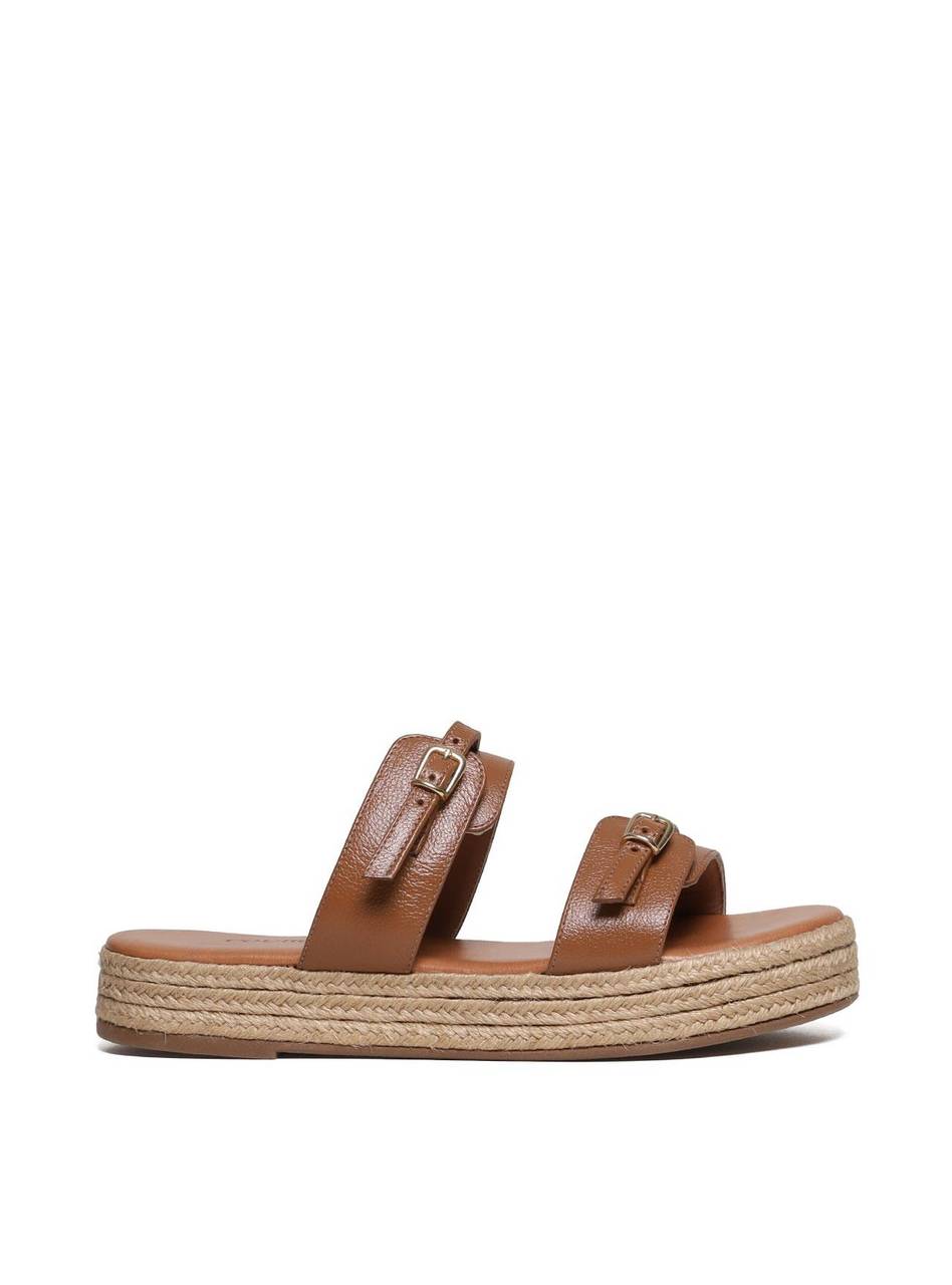 Sandália Flatform Salto em Cordas com Duas Tiras com Fivelas - Castor SDI-11677 - CS