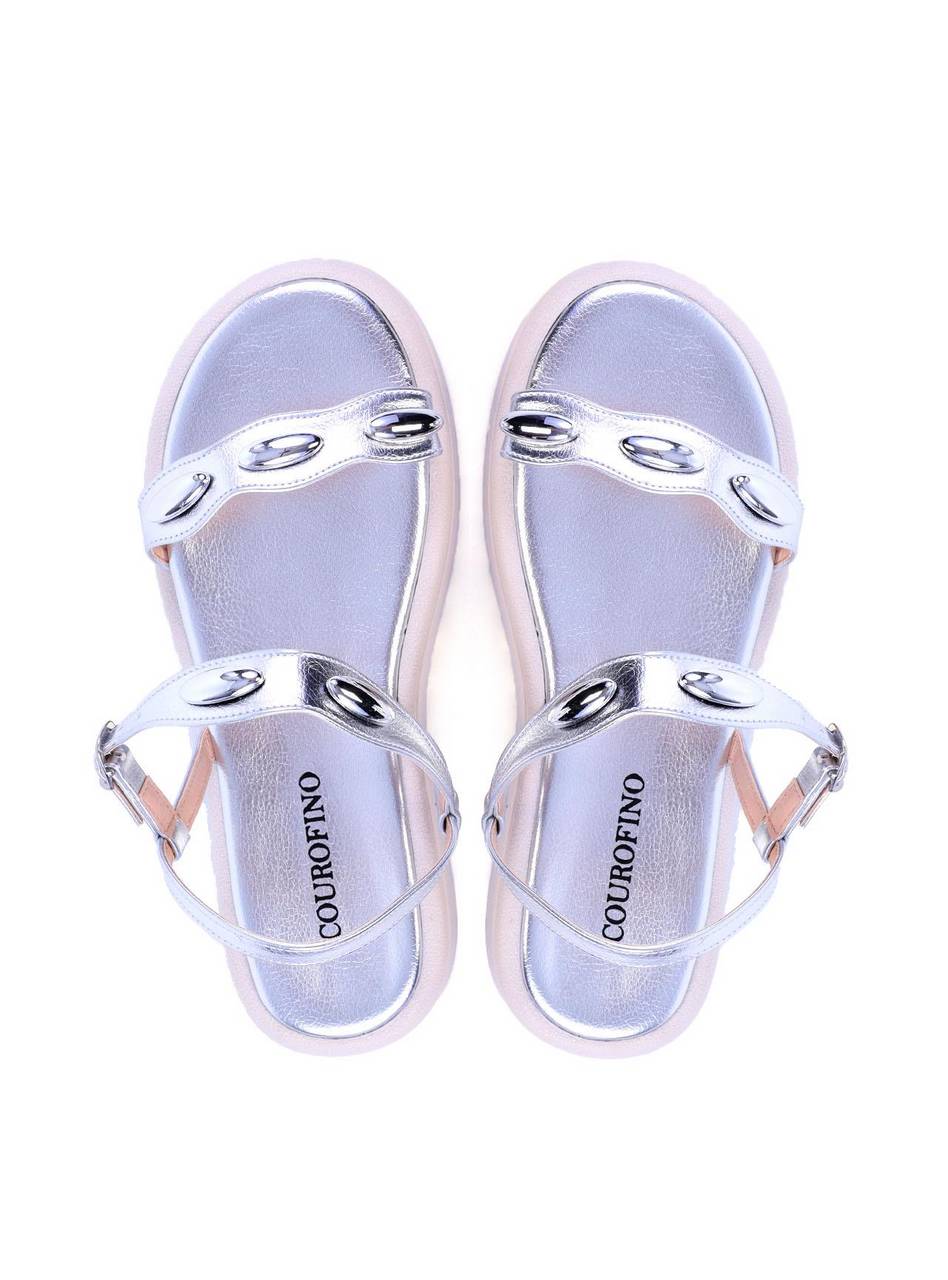 Sandália Papete Tratorada com Tira Ondulada - Prata SDI-11709 - PT