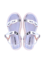 Sandália Papete Tratorada com Tira Ondulada - Prata SDI-11709 - PT