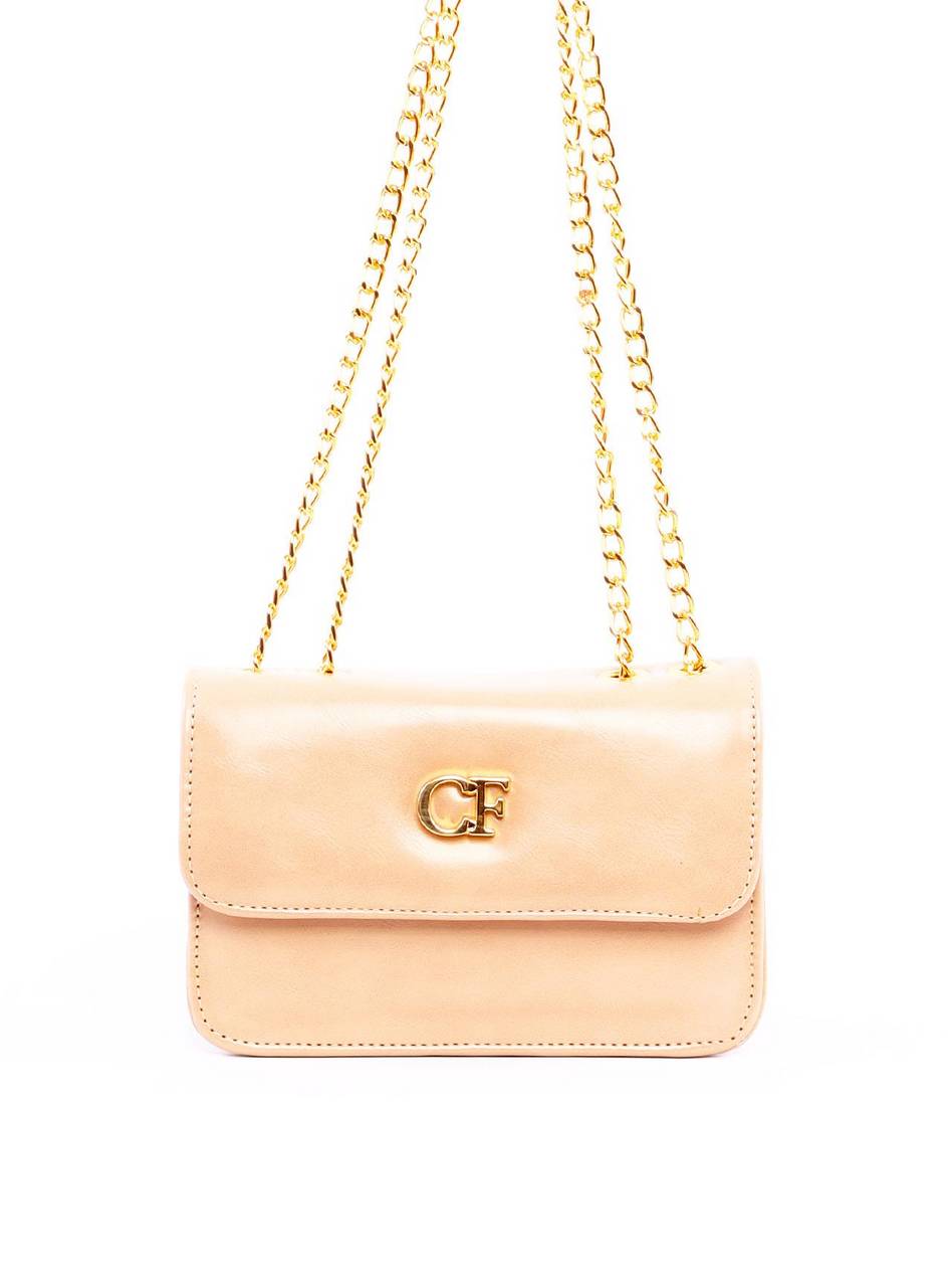 Bolsa Satchel Quadrada com Alça de Corrente - Nude BSI-6287 - NU