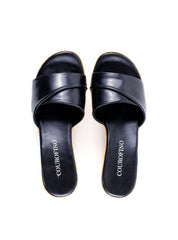 Tamanco Plataforma com Tiras Largas Sobrepostas - Preto SDI-11927 - PR