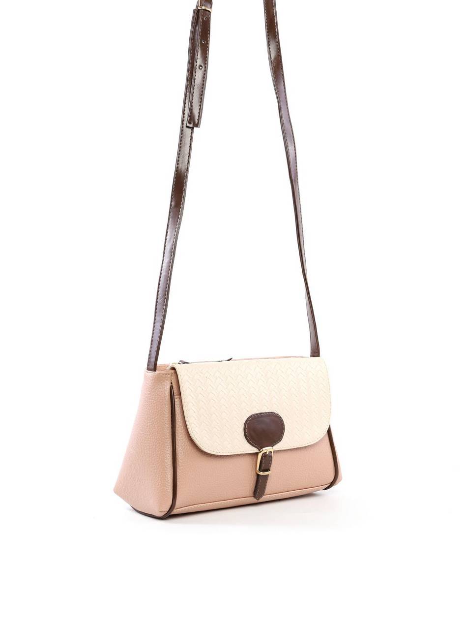 Bolsa Bag Transversal Média com Fivela - Nude BSI-6418 - NU