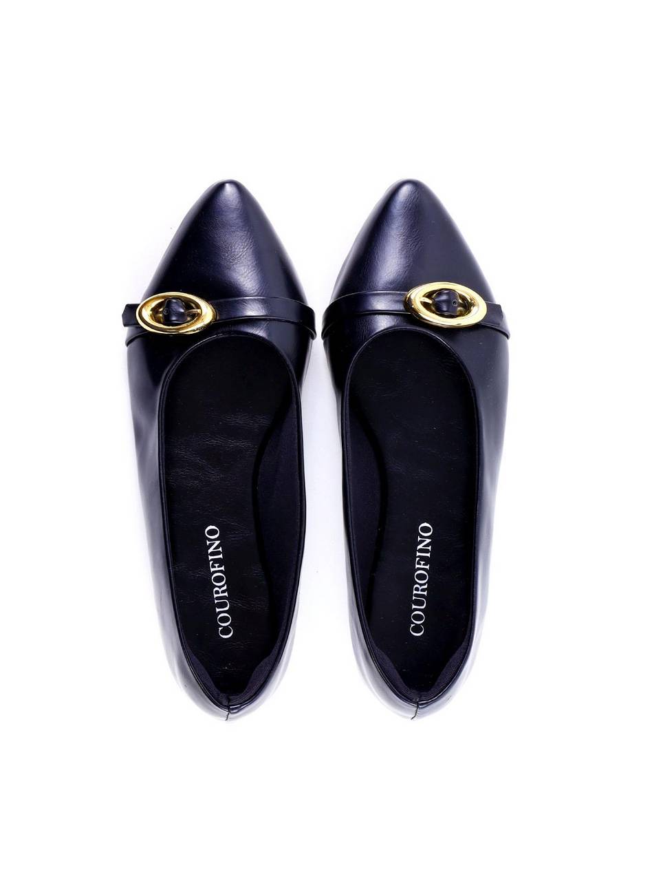 Sapatilha de Bico Fino com Fivela - Preta SDI-11928 - PR