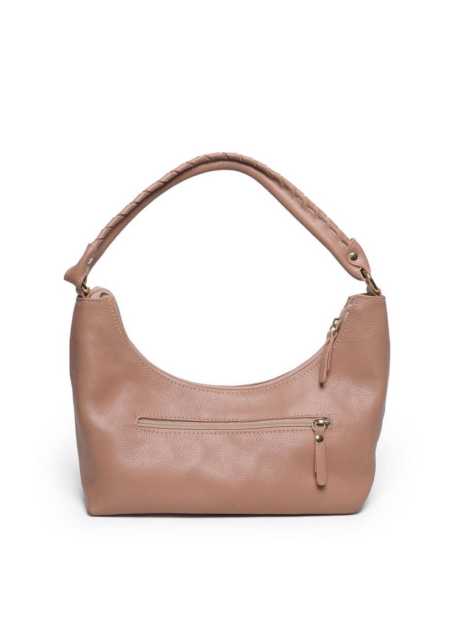 Bolsa Hobo Couro Média Alça Trançada Nude BSI-5899 - NU