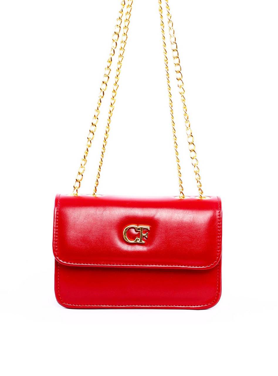 Bolsa Satchel Quadrada com Alça de Corrente - Vermelha BSI-6287 - VE