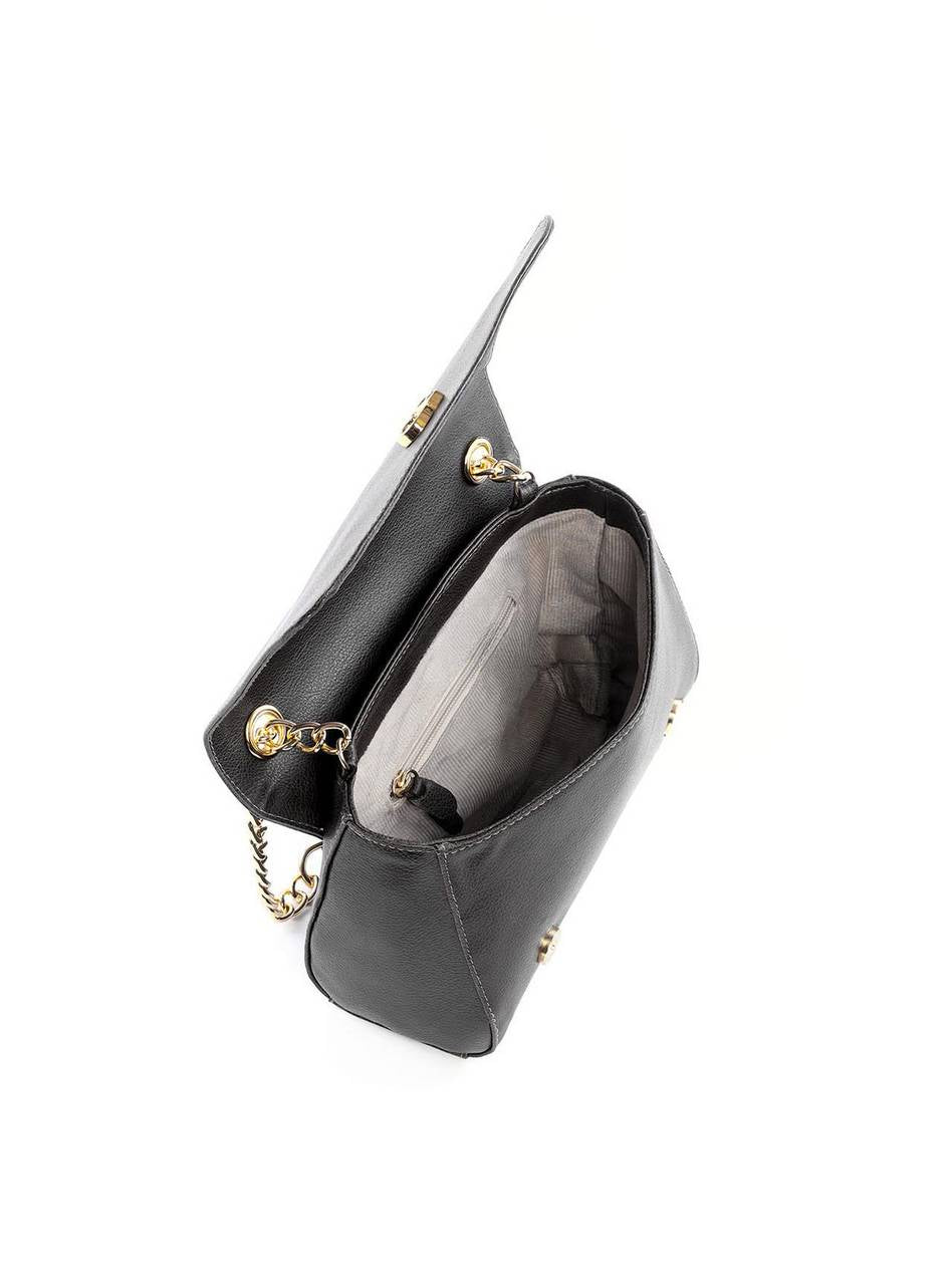 Bolsa Satchel com Tampa e Porta Batom - Preta BSI-6188 - PR
