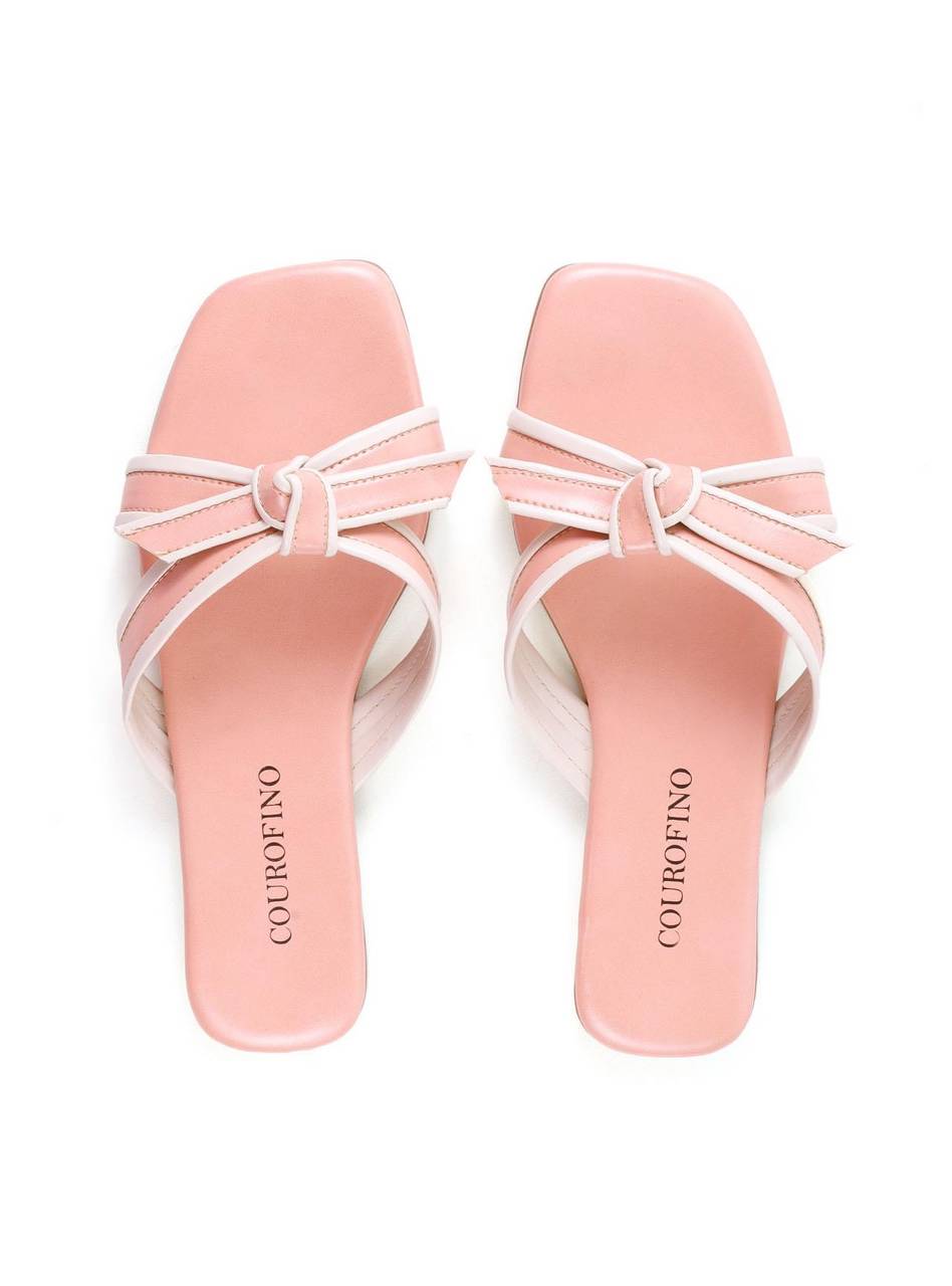 Sandália Rasteira com Laço - Rosa SDI-12176 - RS