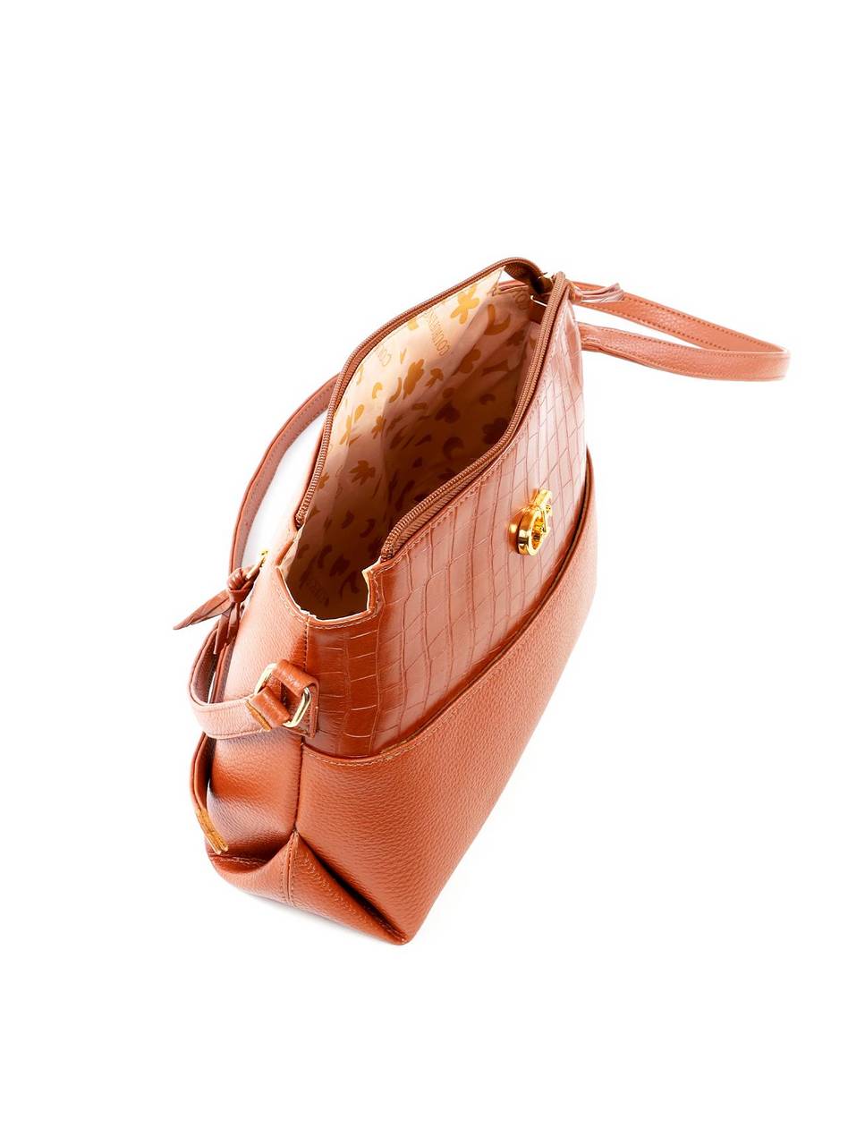 Bolsa Transversal Média com Detalhe Croco - Castor BSI-6488 - CS