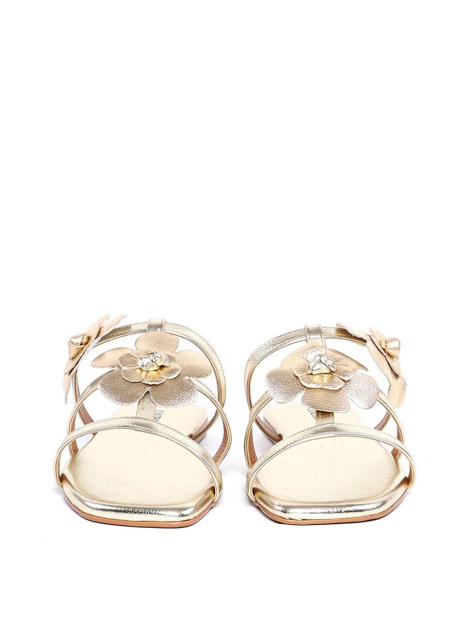 Rasteira Slide com Duas Flores - Ouro SDI-11848 - AU