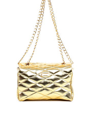 Bolsa Satchel em Metalassê com Corrente - Ouro BSI-6253 - AU