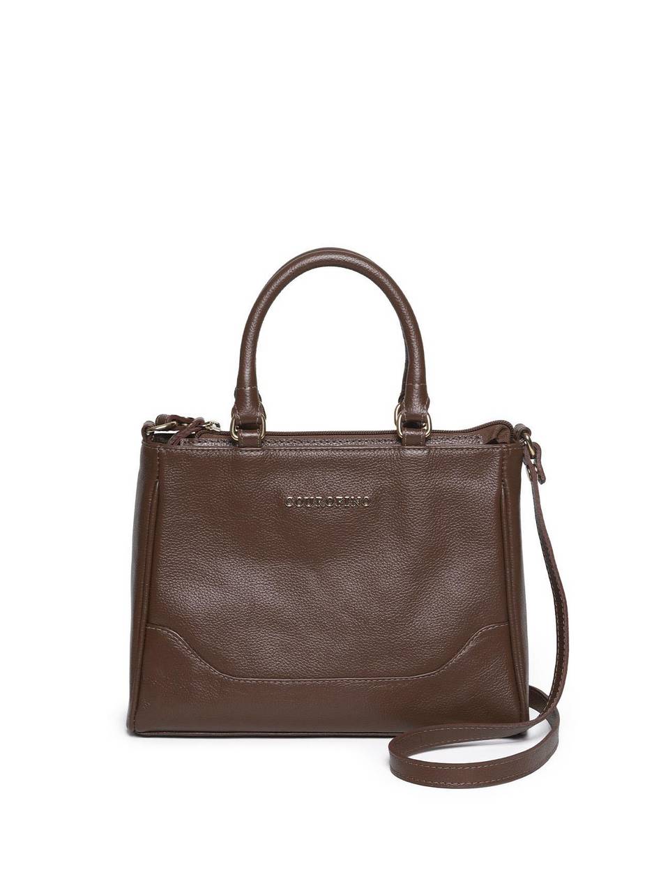Bolsa Tote Couro Média Transversal Cacau BSI-5893 - CA