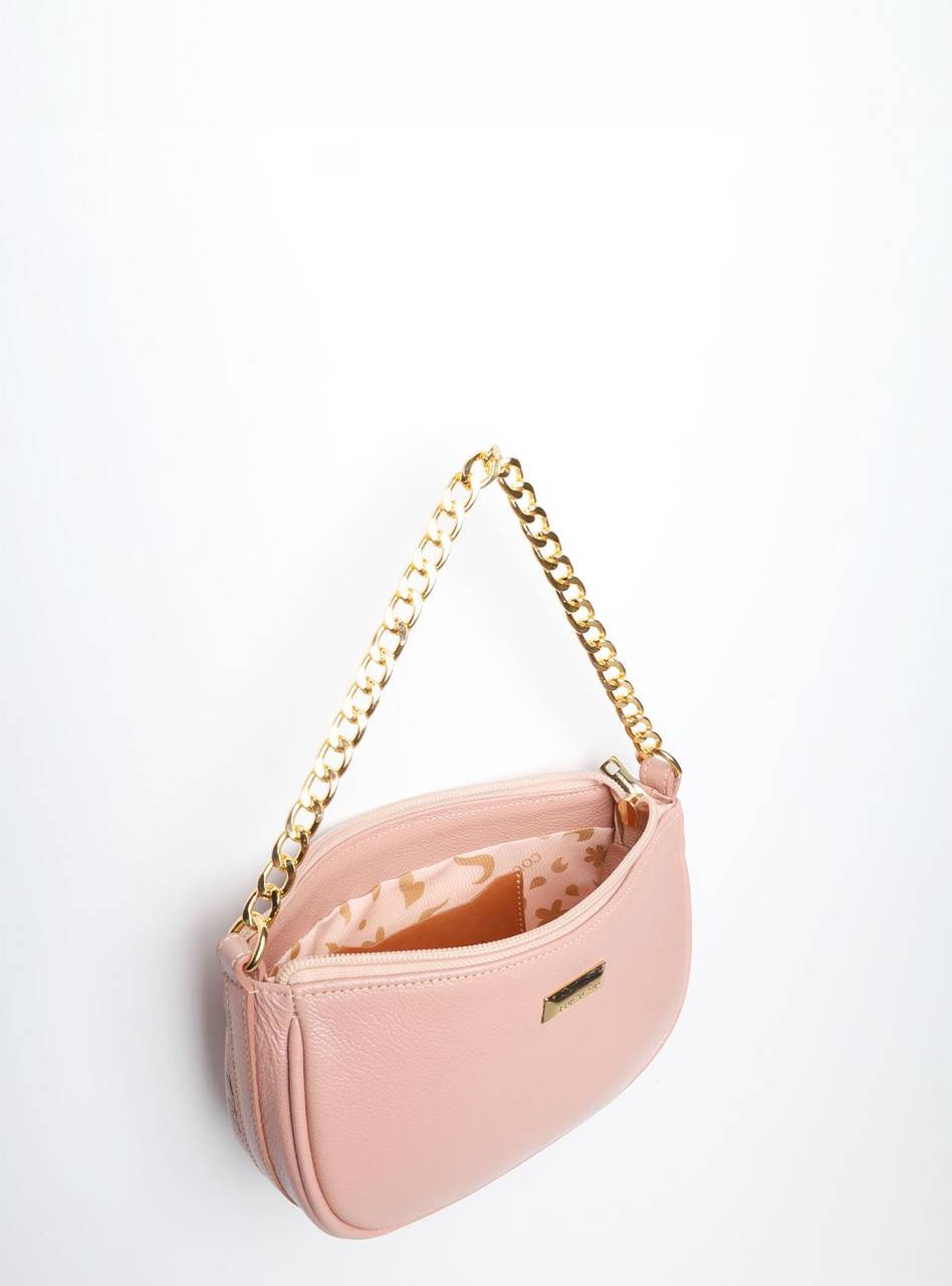 Bolsa Clutch Pequena Couro Transversal Nude BSI-5854 - NU