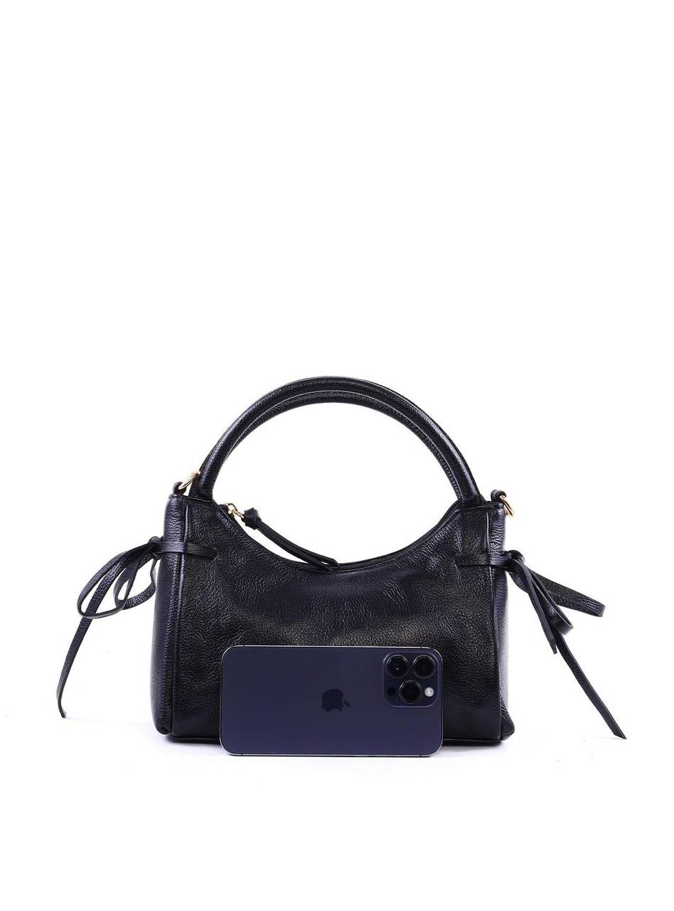 Bolsa Tote Média Enfeite Laços Laterais Alça Dupla - Preta BSI-6374 - PR