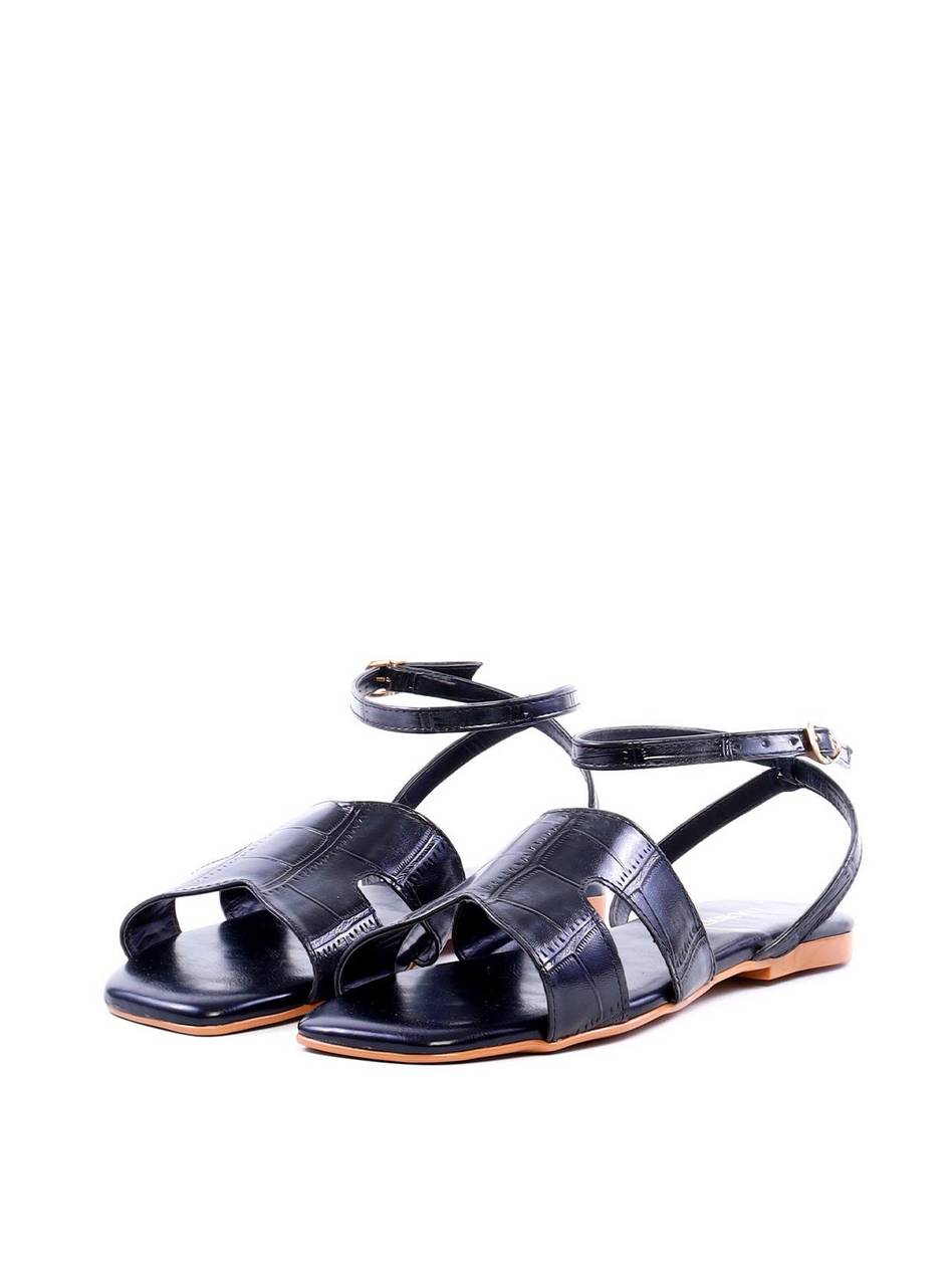 Rasteira Recorte H Fecho Fivela - Preta SDI-11987 - PR