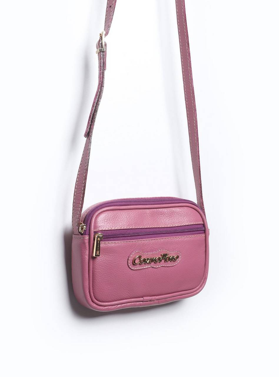 Bolsa Clutch Couro Pequena Transversal Ziper Roxa BSI-5677 - RO