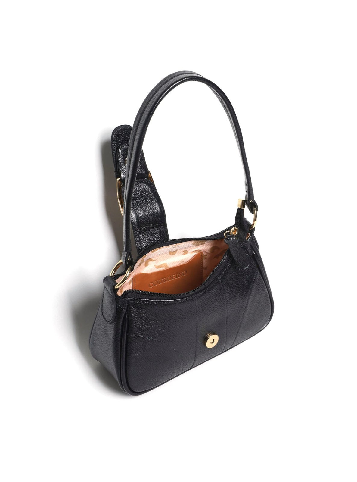 Bolsa Baguette Pequena Couro Fivela Grande Preta BSI-5879 - PR