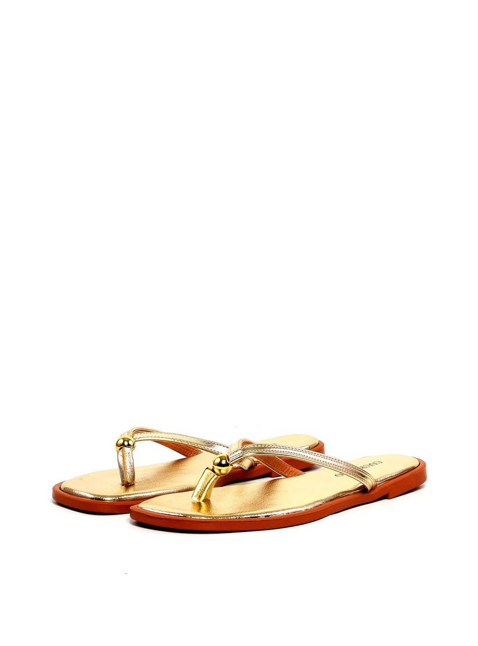 Rasteira de Dedo com Tiras Finas e Esferas - Ouro SDI-11973 - AU