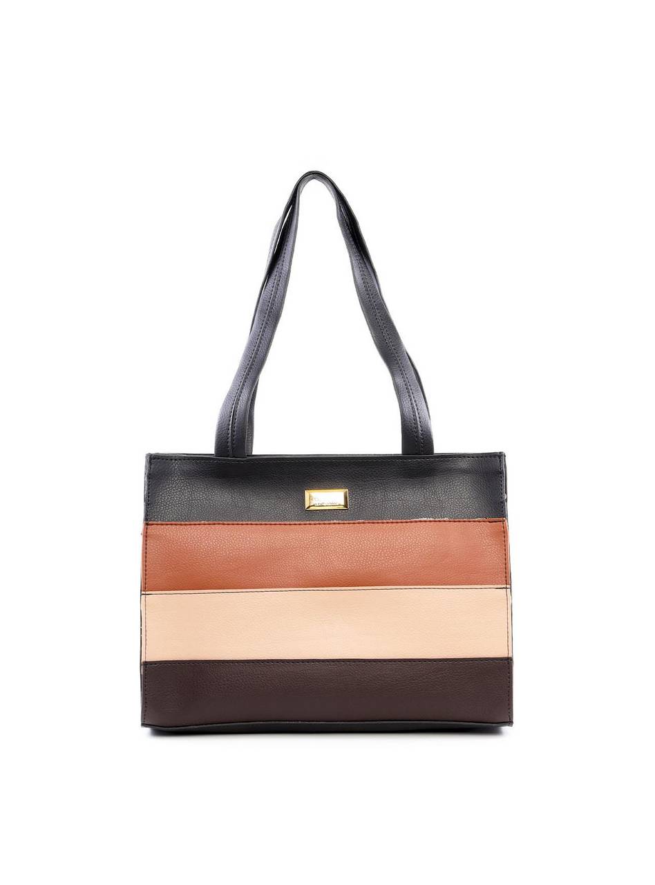 Bolsa Tote Estruturada com Retalhos - Preta BSI-6464 - PR