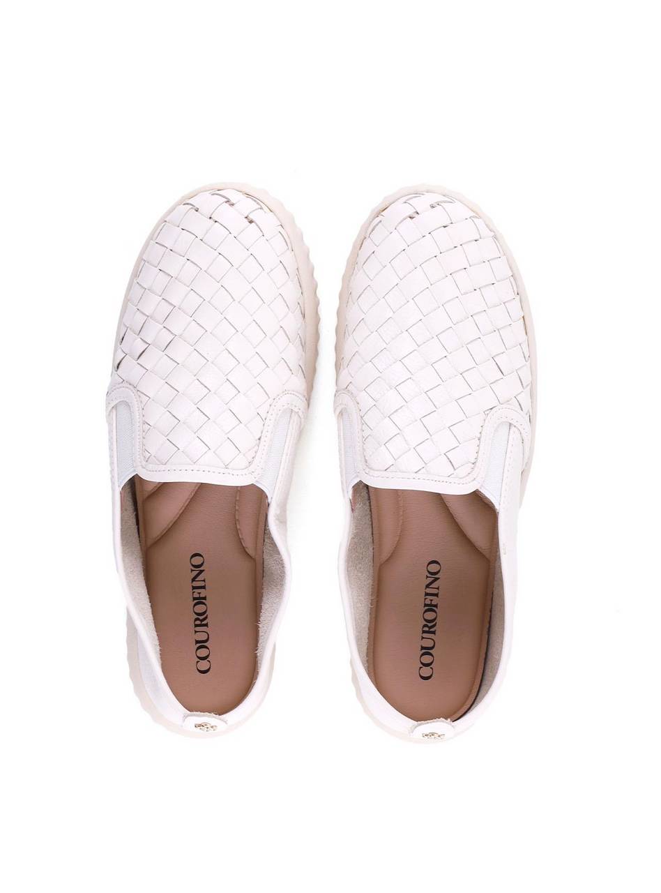 Tênis Slip On em Couro com Detalhe em Tressê - Fenno SP - 12192 - FE